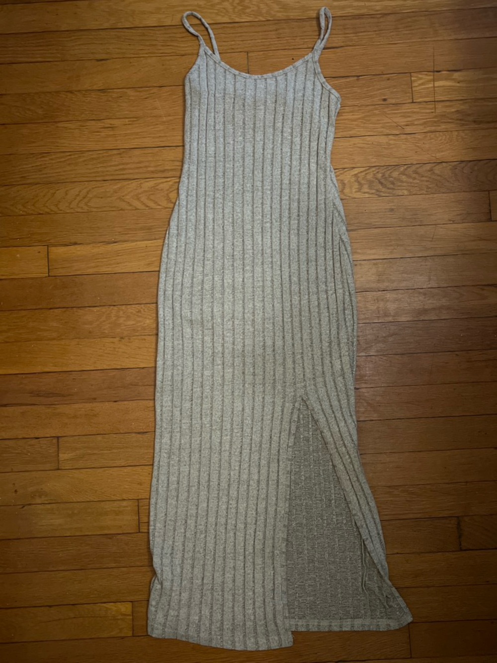 Amazon Ribbed Knit Midi Dress in Light Gray
